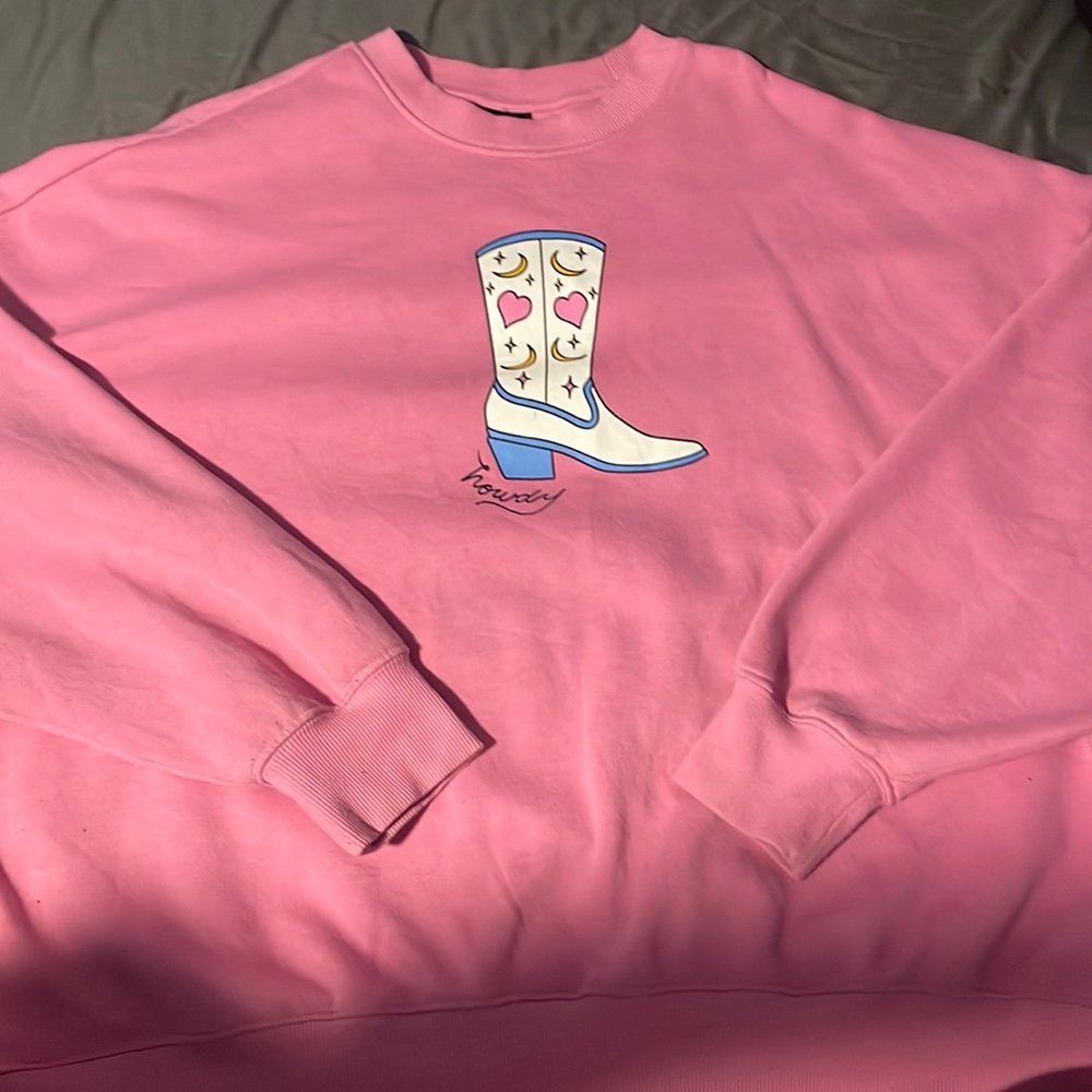 pink cowboy crew neck